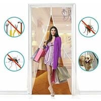 Magnetic Door Screen, Ultra Fine Mesh, Powerful Magnets, Complete Installation Kit, Adhesive and Hook & Loop Tape Included - 80x210cm, White