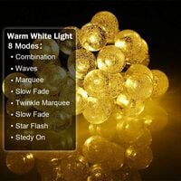 Solar String Lights, 7M / 23ft 50 LED Crystal Balls String Lights Waterproof Decorative Lights for Indoor and Outdoor, Garden Party, Patio, Party Wedding, 8 Modes (Warm White)