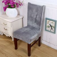 LangRay Velvet Stretch Dining Chair Covers, Washable Removable Dining Chair Covers, Set of 4, Silver Gray