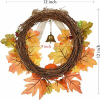 LangRay 30.5cm Artificial Maple Wreath, Autumn Leaves Door Wreath with Berry Pumpkin Pine Cones Bells Fake Plant Fall Decoration for Halloween and Thanksgiving Decoration