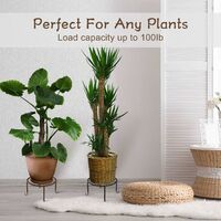 LangRay Potted Plant Bracket, [Set of 3] Rust Resistant Indoor Iron Flower Pots Holder, 9 Inch Durable Metal Garden Hanger - White & Black & Chocolate