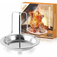 Chicken Holder Chicken Roast Rack Beer Can Stainless Steel Chicken Holder Folding Chicken Roaster Rack Beer Can Vertical Roaster Chicken Stand with Drip Pan for Oven,Barbecue,BBQ,Grill Accessories 