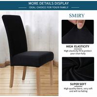 LangRay Velvet Stretch Dining Chair Covers, Washable and Removable Dining Chair Covers, Set of 4, Black