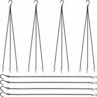 LangRay 12 Metal Hanging Chains, Black Hanging Basket Chains with Clips and S-Hooks for Flower Pots, Bird Cages, Planters, Lanterns, Display Boards and Ornaments