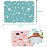 LangRay 2-Piece Washable Baby & Toddler Changing Mat - Breathable, Washable & Reusable Urine Mat Cover for Toddler Boys Girls - 50 * 70cm