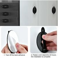 6 Pcs Self Adhesive Pull Handles Black Cabinet Drawer Handle Plastic Furniture Door Aid Pull Handle Instant Sticky Drawer Handles Replacement for Sliding Door Window Cupboard Wardrobe
