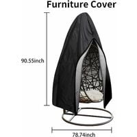 Patio Hanging Egg Chair Cover , Waterproof Outdoor Swing Cocoon Egg Chair Cover with Zipper&Drawstring , 210D Oxford Fabric Heavy Duty Windproof Anti-Dust Veranda Garden Furniture Protector 230x200cm