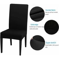 Dining Chair Covers High Back Polyester Spandex Elastic Dining Chair Slipcovers Protector Kitchen Chair Seat Covers, Washable & Removable (Black, Set of 2)