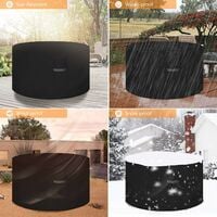 Garden Table Cover with Air Vent, Waterproof, Windproof, Anti-UV, Heavy Duty Rip Proof 210D Oxford Fabric Patio Set Cover, Garden Furniture Cover, Round (128 x 71cm) - Black