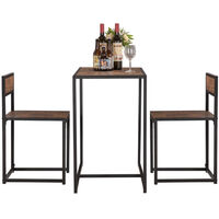 Dining Table Set, Kitchen Table with 2 Chairs Compact Kitchen Table Set Table and Chairs Dining Set 3-Piece Space Saving Dining Room Table Set