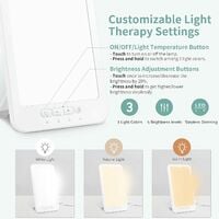 Light Therapy Lamp, Daylight Simulation, UV-Free LED, Memory Function, Cold White Light and Warm Light