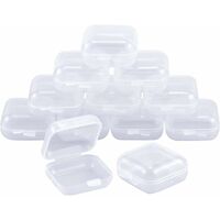 12pcs Square Mini Clear Plastic Bead Storage Containers, small plastic  containers with lids, organizer Box Case