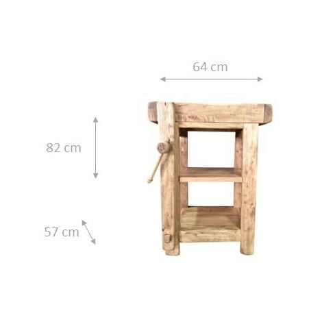 Country workbench in solid lime wood, natural finish Made in Italy