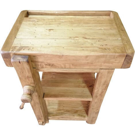 Country workbench in solid lime wood, natural finish Made in Italy