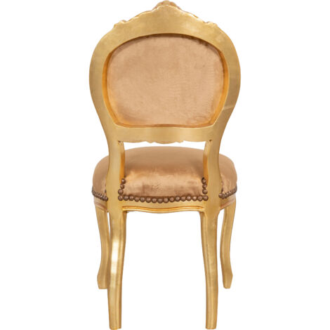 Wooden kitchen chair Dining chair 92x45x45 cm Louis XVI upholstered chair Baroque armchair French style gold armchair