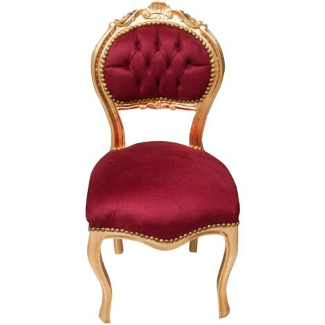 Wooden kitchen chair Dining chair 92x45x45 cm Louis XVI upholstered chair Baroque armchair French style gold armchair