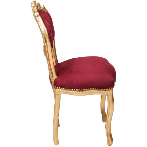 Wooden kitchen chair Dining chair 92x45x45 cm Louis XVI upholstered chair Baroque armchair French style gold armchair