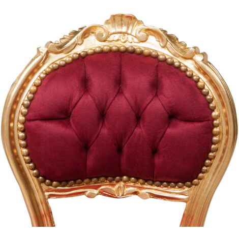 Wooden kitchen chair Dining chair 92x45x45 cm Louis XVI upholstered chair Baroque armchair French style gold armchair