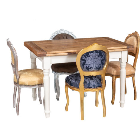 Wooden kitchen chair Dining chair 92x45x45 cm Louis XVI upholstered chair Baroque armchair French style gold armchair