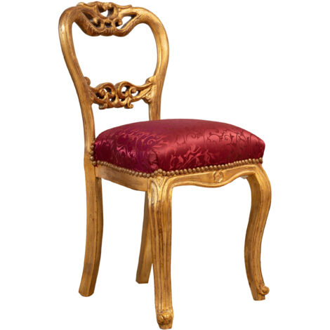 Wooden chair French Louis XVI style upholstered armchair 44x84x45 cm Solid beech armchair Living room chair Gold finish