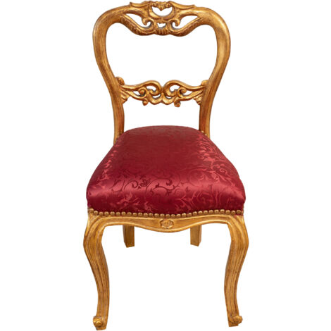 Wooden chair French Louis XVI style upholstered armchair 44x84x45 cm Solid beech armchair Living room chair Gold finish