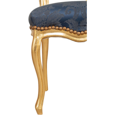 Wooden chair French Louis XVI style upholstered armchair 44x88x42 cm Solid beech armchair Living room chair Gold finish