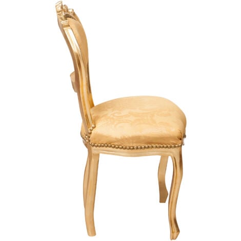 Wooden kitchen chair Dining chair 92x45x45 cm Louis XVI upholstered chair Baroque armchair French style gold armchair