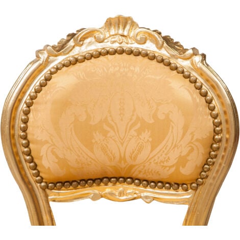 Wooden kitchen chair Dining chair 92x45x45 cm Louis XVI upholstered chair Baroque armchair French style gold armchair