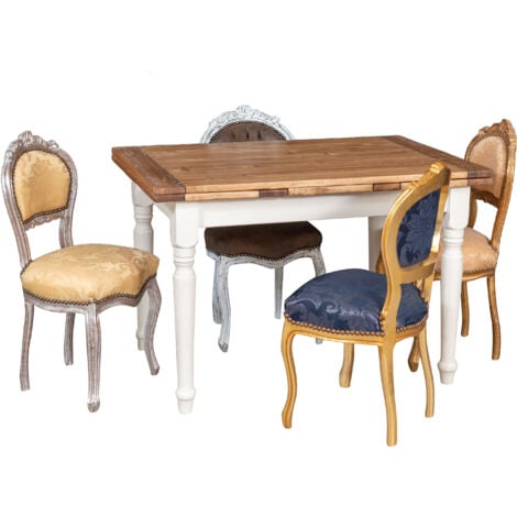 Wooden kitchen chair Dining chair 92x45x45 cm Louis XVI upholstered chair Baroque armchair French style gold armchair