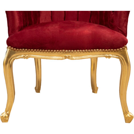 Wooden Chair Dining Chair Kitchen Chair 71x87x63cm Upholstered Living Room Armchair Velvet Bedroom Armchair Baroque Style