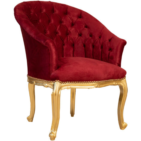 Wooden Chair Dining Chair Kitchen Chair 71x87x63cm Upholstered Living Room Armchair Velvet Bedroom Armchair Baroque Style