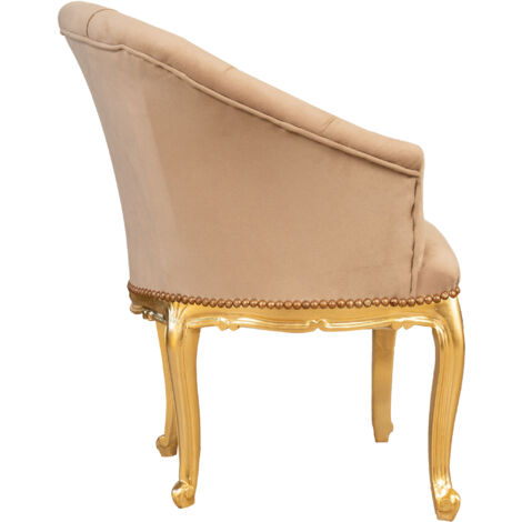 Wooden Chair Dining Chair Kitchen Chair 71x87x63cm Upholstered Living Room Armchair Velvet Bedroom Armchair Baroque Style