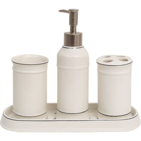 Set 4 bathroom sink in ceramic Liquid soap holder Toothbrush holder Glass holder Tray of accessories and objects