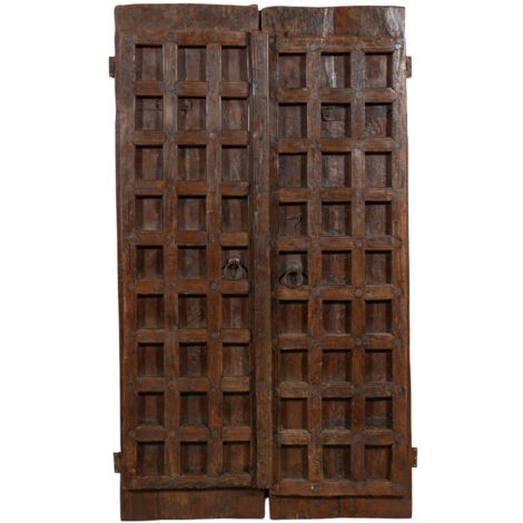 Solid wood and iron front door for interior or exterior use, old and medieval sliding (1/5)