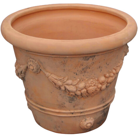 Round pot Terracotta Pot 80X68 cm Outdoor Pot Garden Vase Handmade Made in Italy Round Balcony Pots Flowers Pot for plants (1/2)