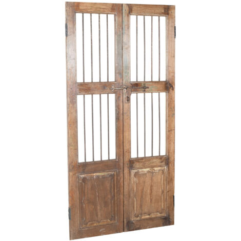 Solid wood and iron interior or exterior old medieval sliding door (1/5)