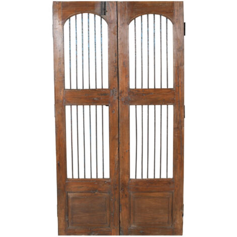 Solid wood and iron interior or exterior old medieval sliding door (1/5)