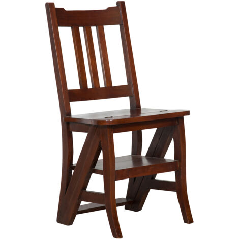 Solid mahogany wood Walnut Finish W44xDP38xH90 cm sized ladder chair
