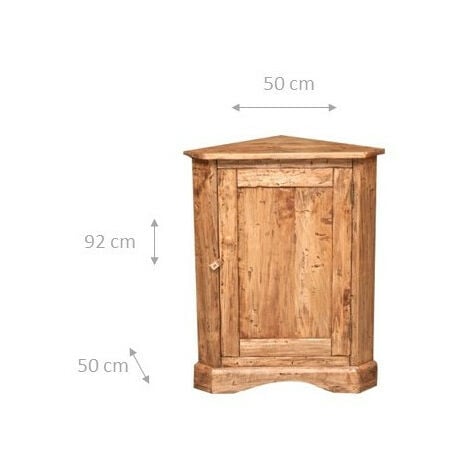Country-style solid lime wood natural finish corner cupboard. Made in Italy