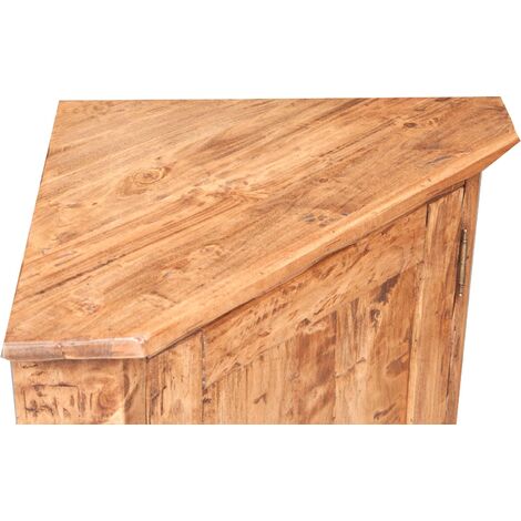 Country-style solid lime wood natural finish corner cupboard. Made in Italy