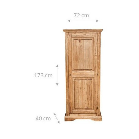 Country-style solid lime wood natural finish W72XDP40X173 cm sized cabinet. Made in Italy