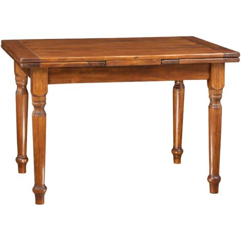 Country-style solid lime wood walnut finish W120XDP80XH80cm sized extensible table. Made in Italy (1/5)