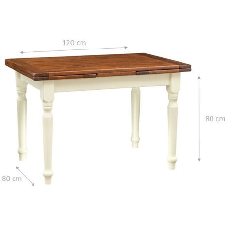 Solid wood table 120x80 cm Extendable table Dining and kitchen table Made in Italy Handcrafted Rectangular coffee table