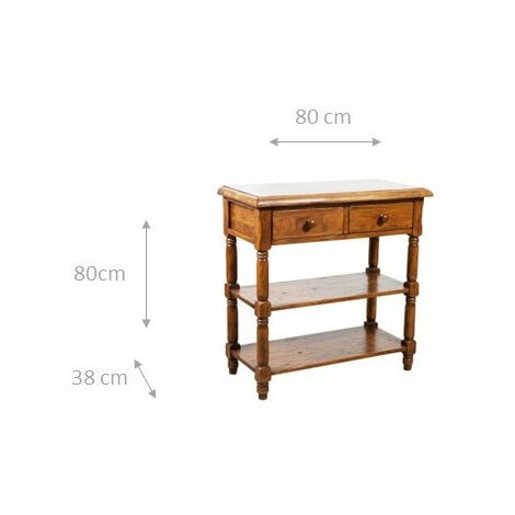 Country -style solid lime wood, walnut finish W80xDP38xH80 cm sized coffee table. Made in Italy
