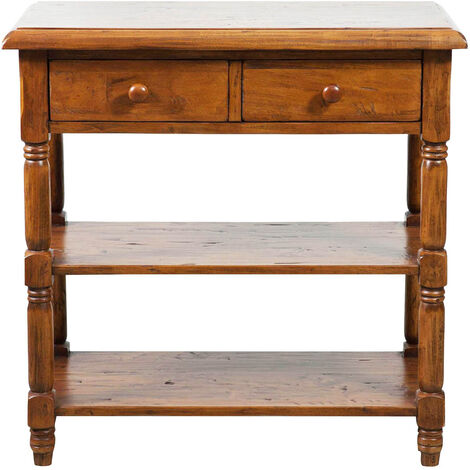 Country -style solid lime wood, walnut finish W80xDP38xH80 cm sized coffee table. Made in Italy
