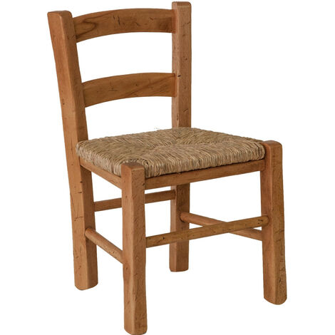 Wooden on sale straw chair