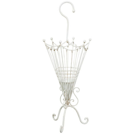 Wrought iron umbrella stand Outdoor and indoor umbrella holder Umbrella design Vintage style Drip-proof 32x32x83 White