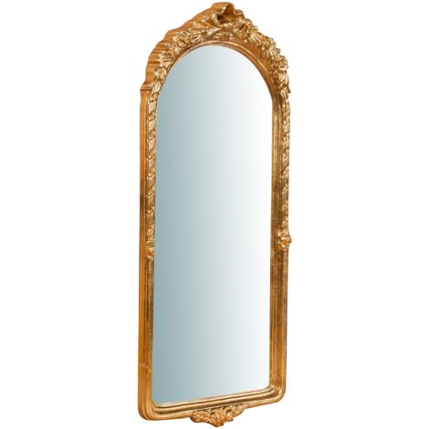 W28xDP5xH69 cm Made in Italy sized  wood made antiqued gold finish Hanging Wall Mirror