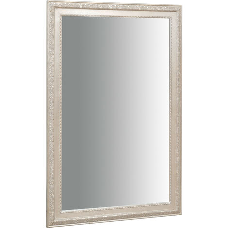 Wall-mounted and wall-hung vertical/horizontal mirror L60xPR4xH90 cm antique silver finish