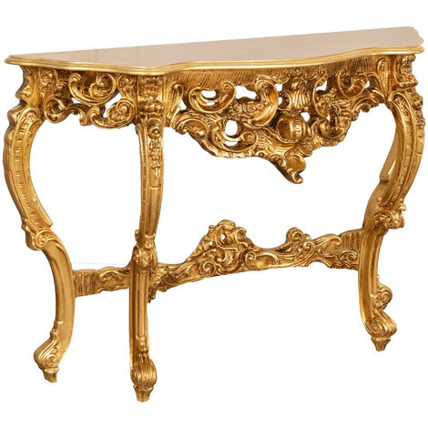 WOODEN CONSOLE TABLE WITH ANTIQUE GOLD LEAF FINISH MADE IN ITALY